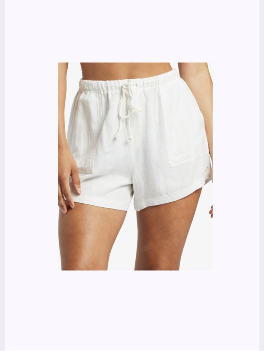 Roxy Sand And Sea Elastic Waist Linen Blend Shorts - Medium